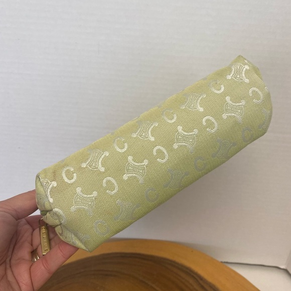 Celine Canvas Neon Green RARE Cosmetic Pouch - Picture 3 of 11
